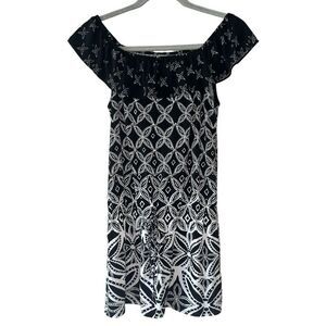 White House Black Market Ruffle-Scoop Neck/Off Shoulder Dress